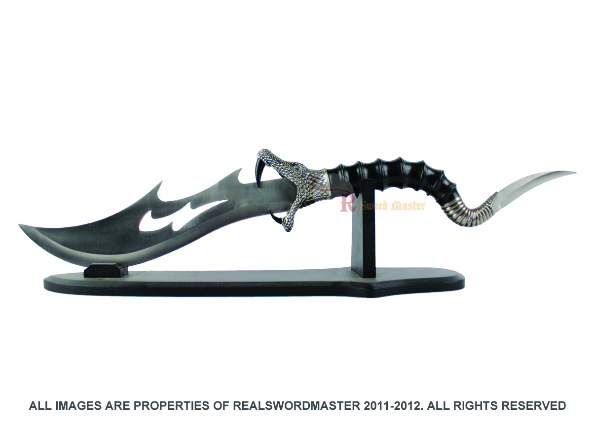 Fantasy Cobra Snake Wyrm Dagger Knife With Wooden Stand Brand New eBay
